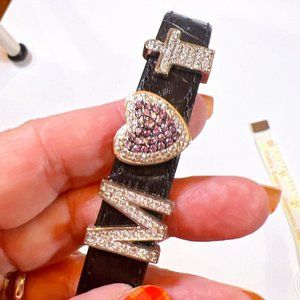 Genuine Lauren G Adams Leather Bracelet with 3 Charms